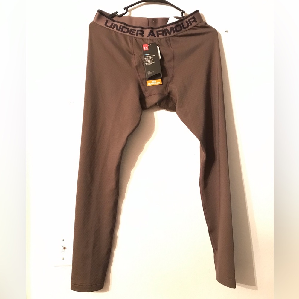 Under Armour Brown fitted cold gear tights thermal pants large NWT